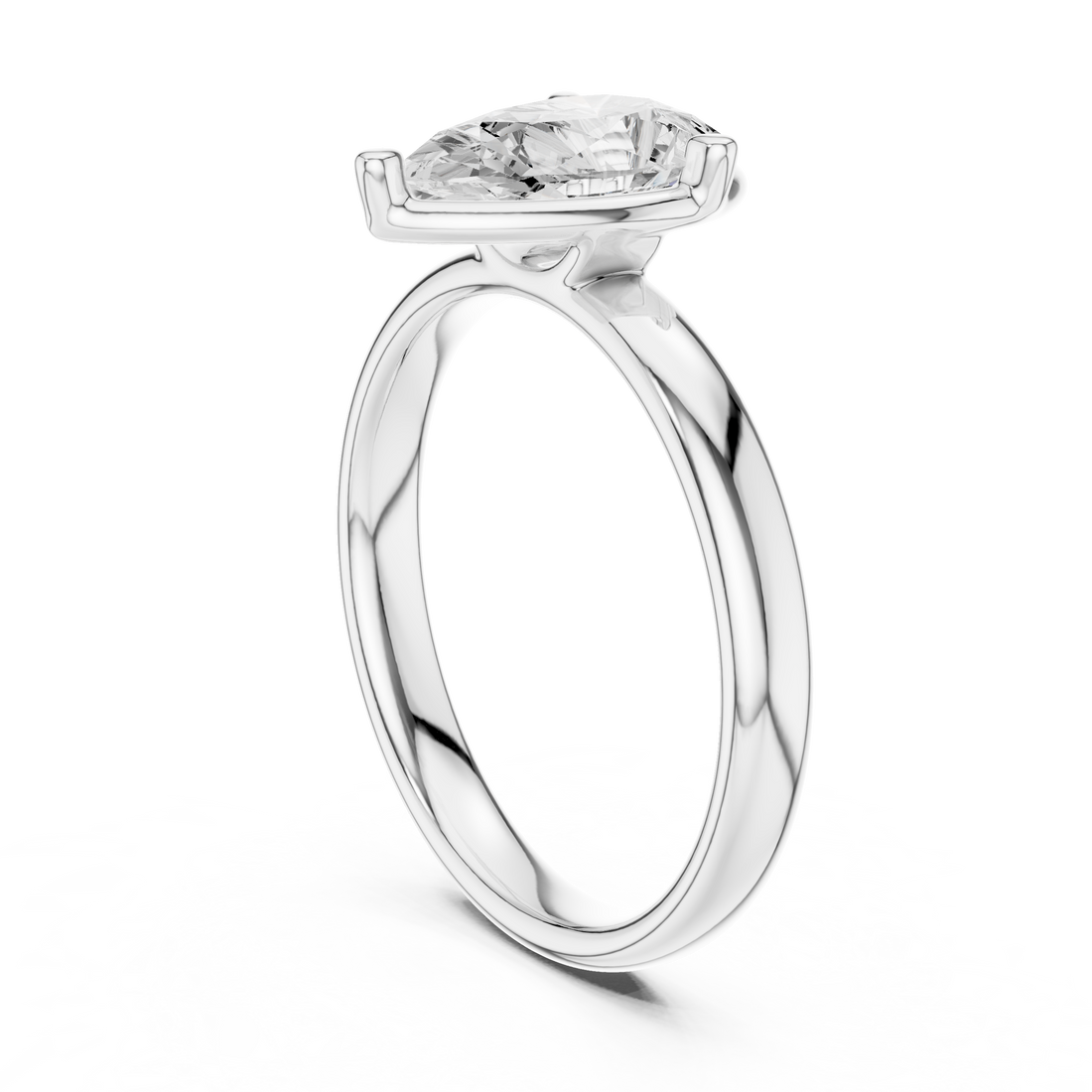 10 PE - Solitaire Pear Ring - White Gold