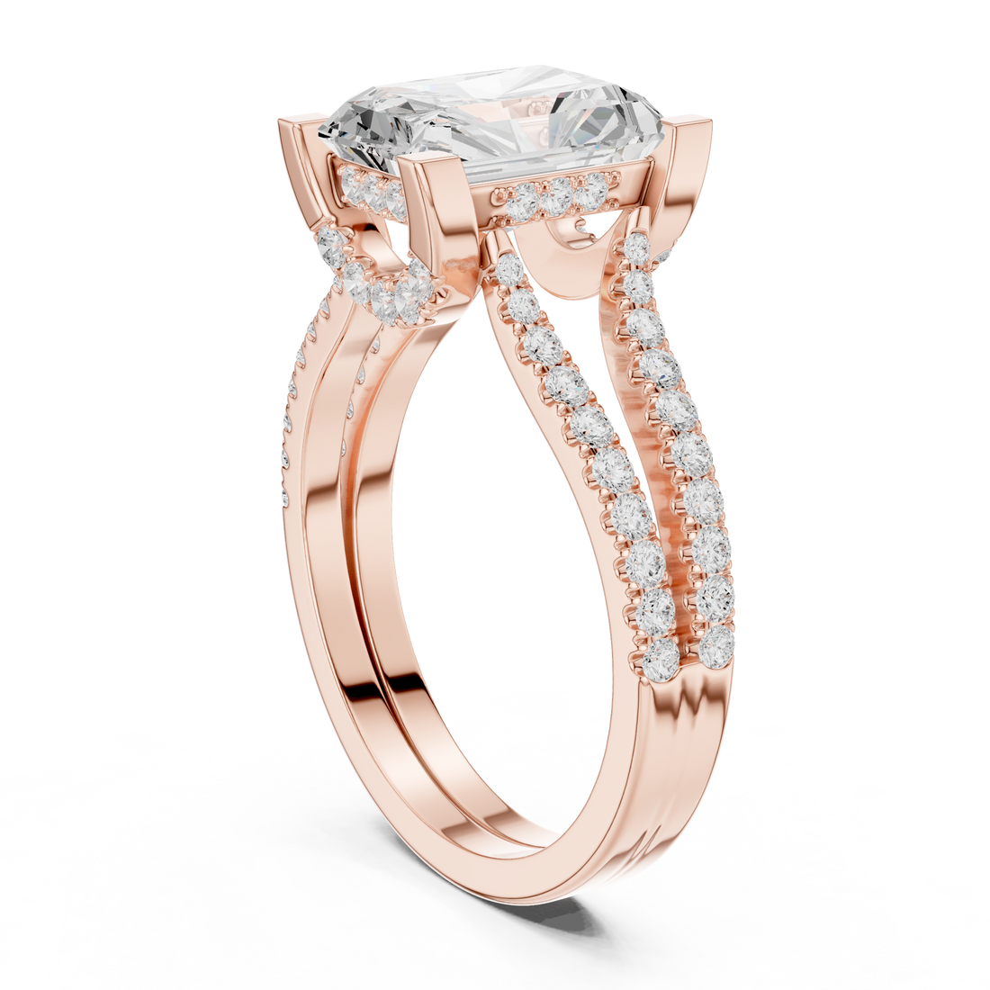 DDLR-182 RA - Split Shank Radiant Ring - White Gold