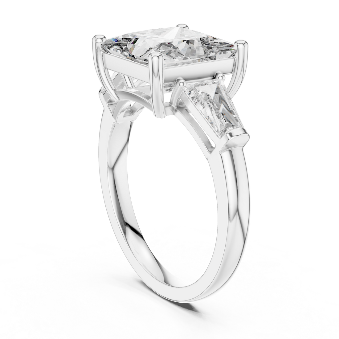 9#10016L_13 - Three Stone Princess Ring - White Gold