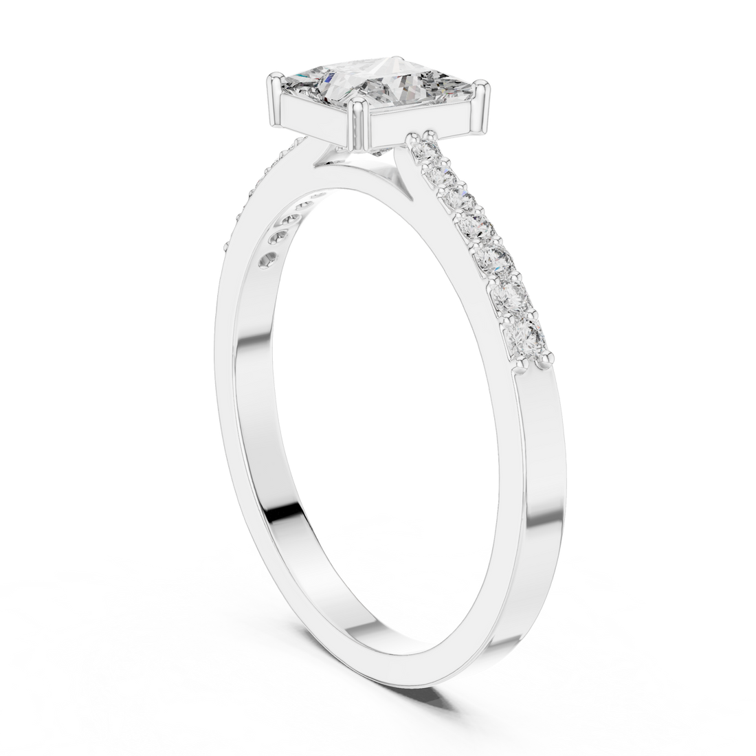 ALR-166 - Solitaire Princess Ring - White Gold