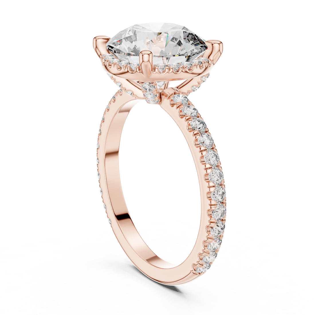 DDLR-172 - Halo Round Ring - White Gold