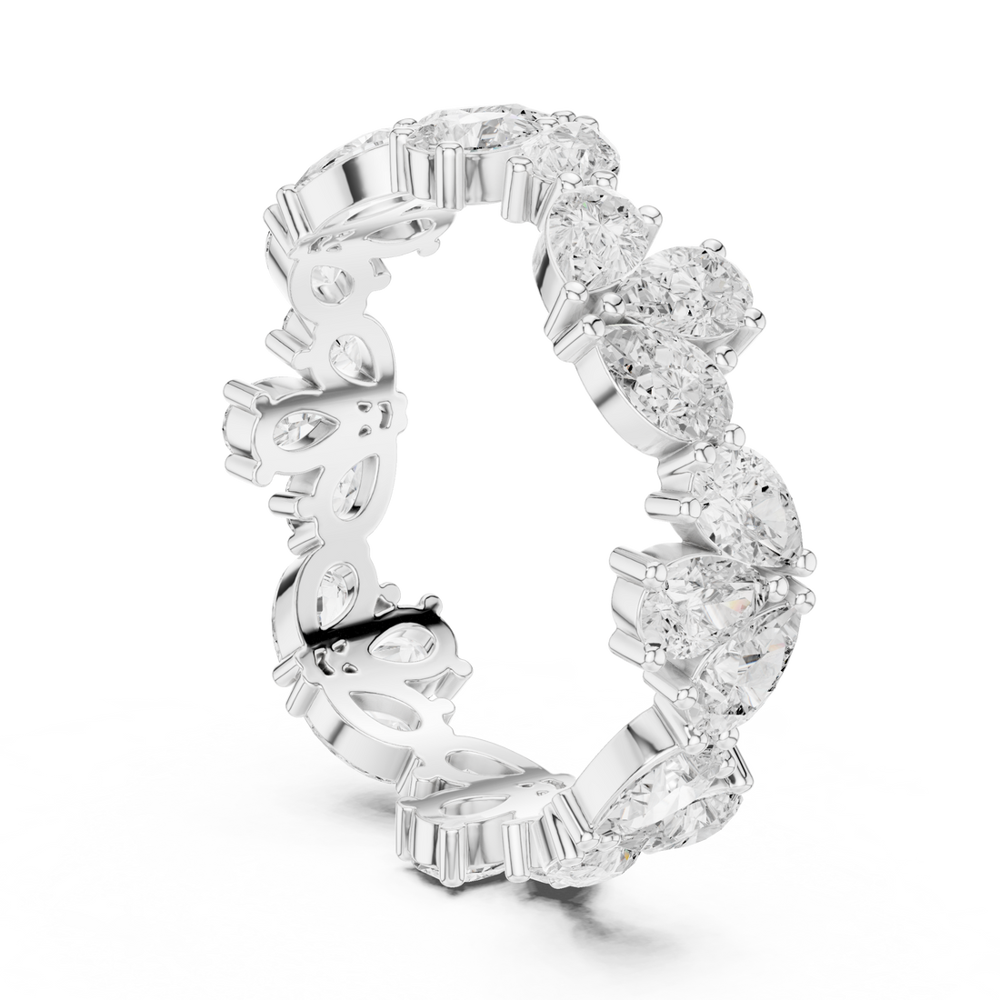 DDLR-375 - Eternity Pear Ring - White Gold