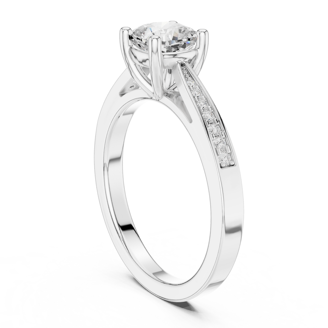 DDLR-524 - Solitaire Cushion Ring - White Gold