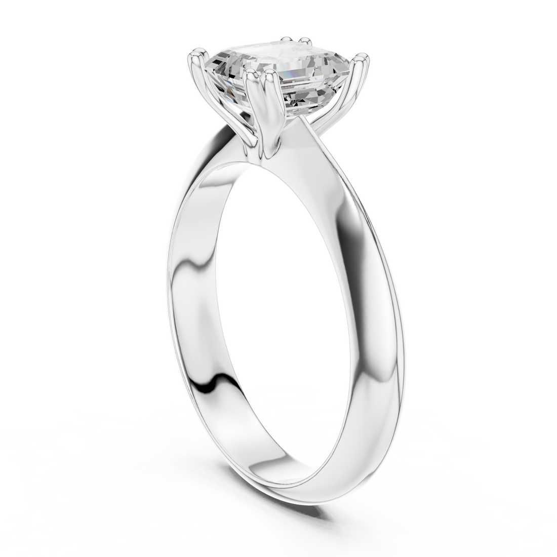 DDLR-147-AC - Solitaire Asscher Ring - White Gold