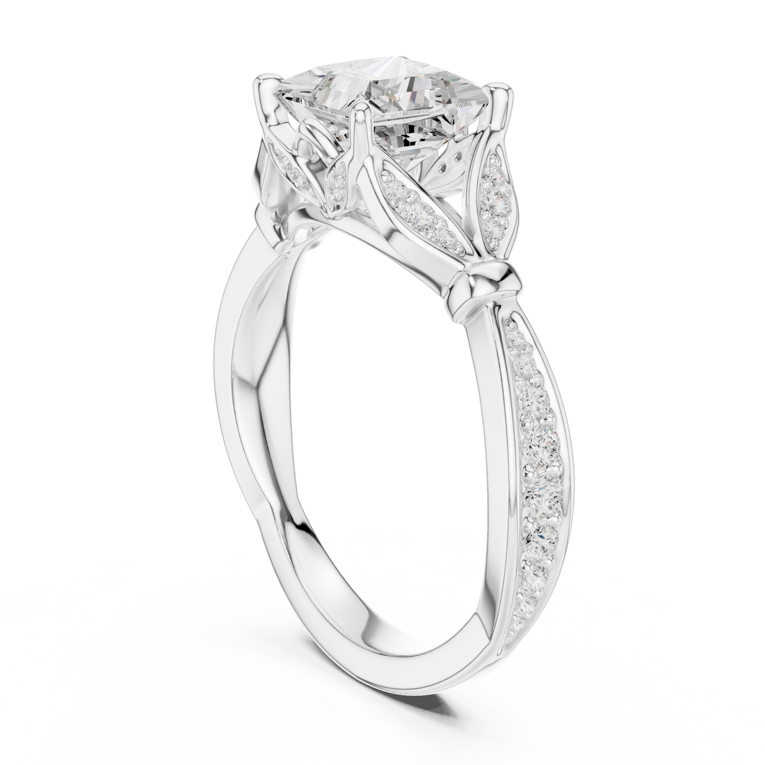 DDLR-257 - PR - Solitaire Princess Ring - White Gold