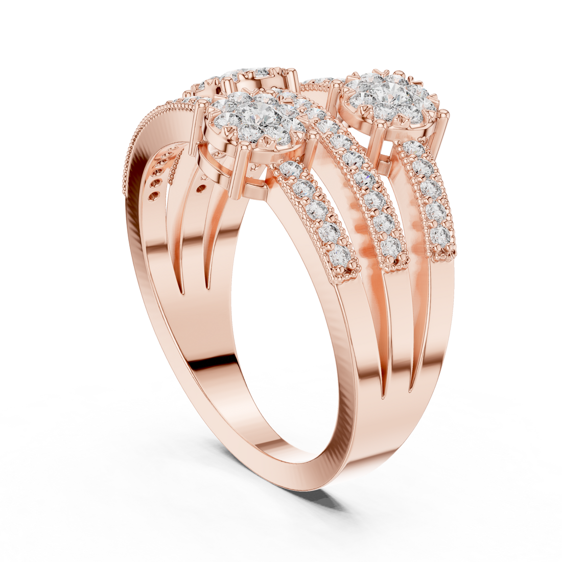 19#120020L - Fashion Round Ring - White Gold
