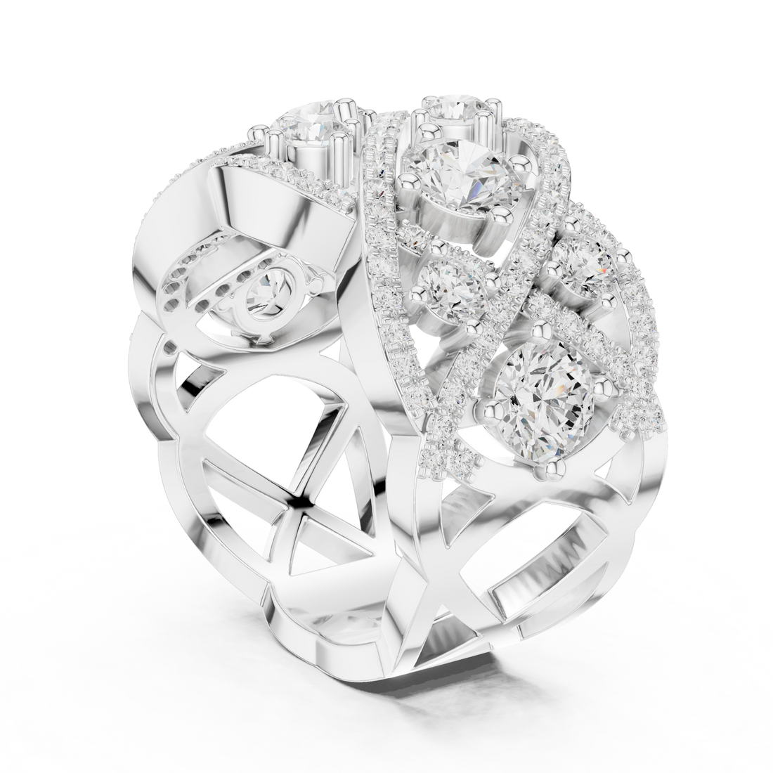 DDLR-460 - Fashion Round Ring - White Gold