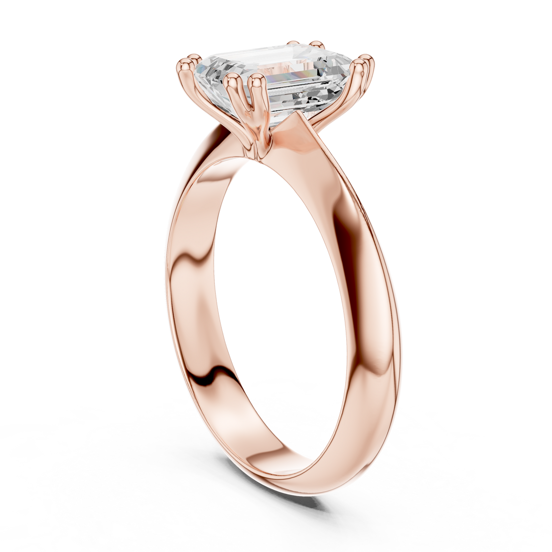 DDLR-147-EM - Solitaire Emerald Ring - White Gold