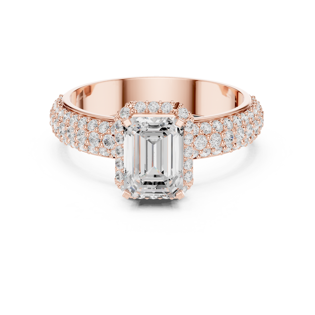 Halo Ring - Emerald | DDLR-1072 - Rose Gold