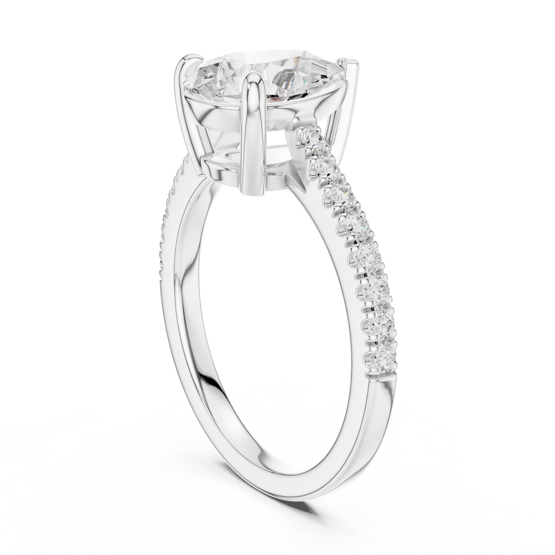 DDLR-915 - Solitaire Pear Ring - White Gold