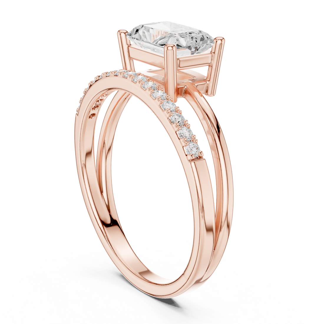 DDLR-471 - Split Shank Radiant Ring - White Gold