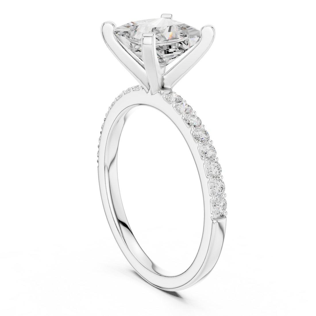 DDLR-040-R00697-PR - Solitaire Princess Ring - White Gold