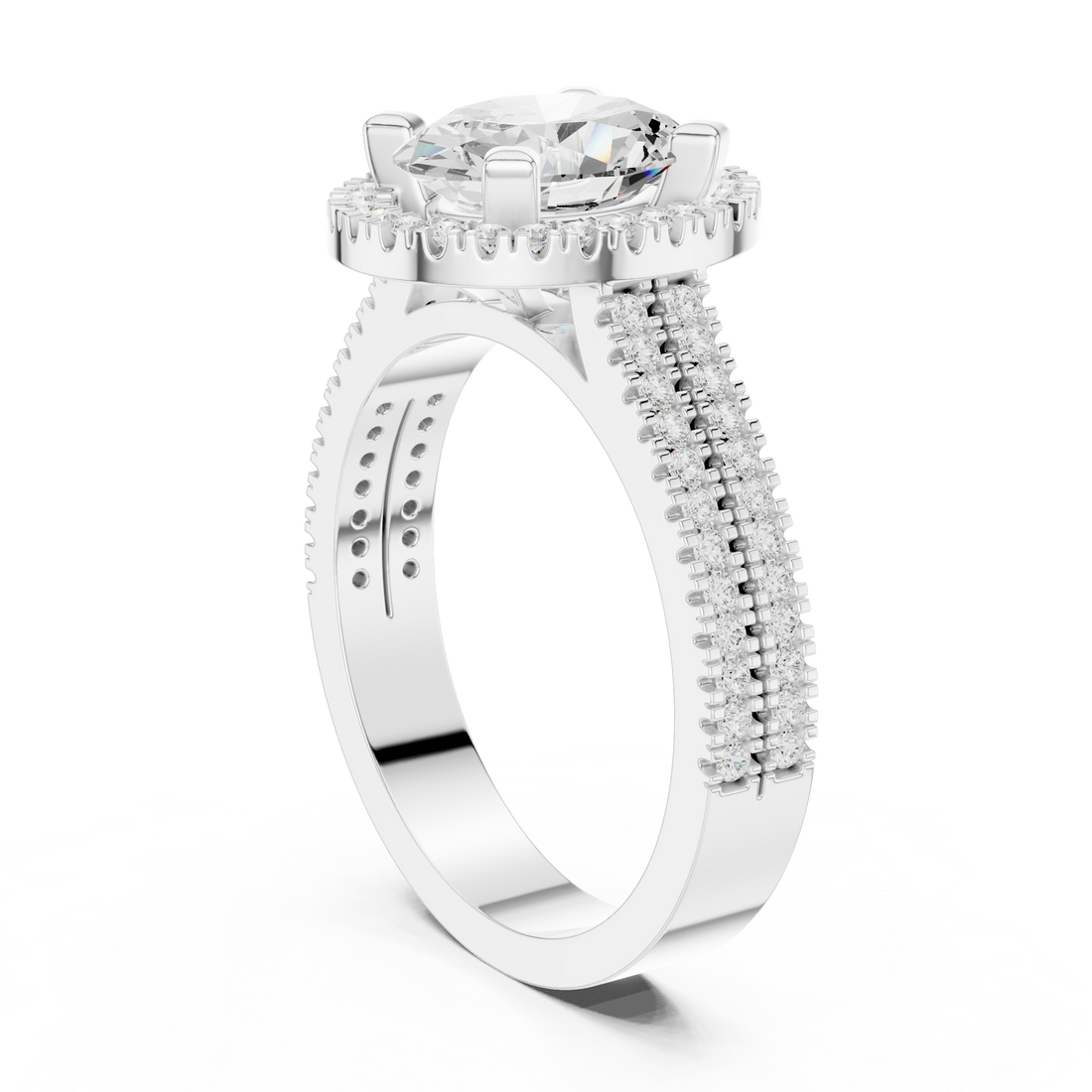 DDLR-341 OV - Halo Oval Ring - White Gold