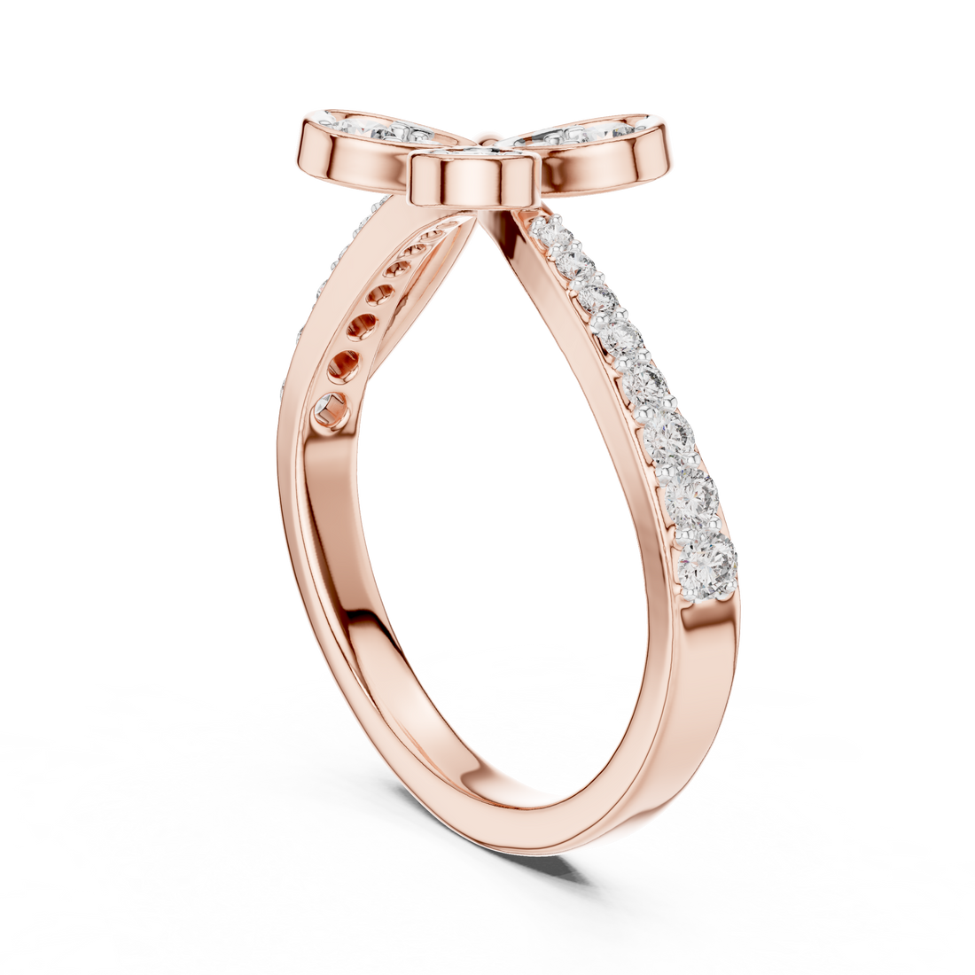 12#10067@L - Fashion Round Ring - White Gold
