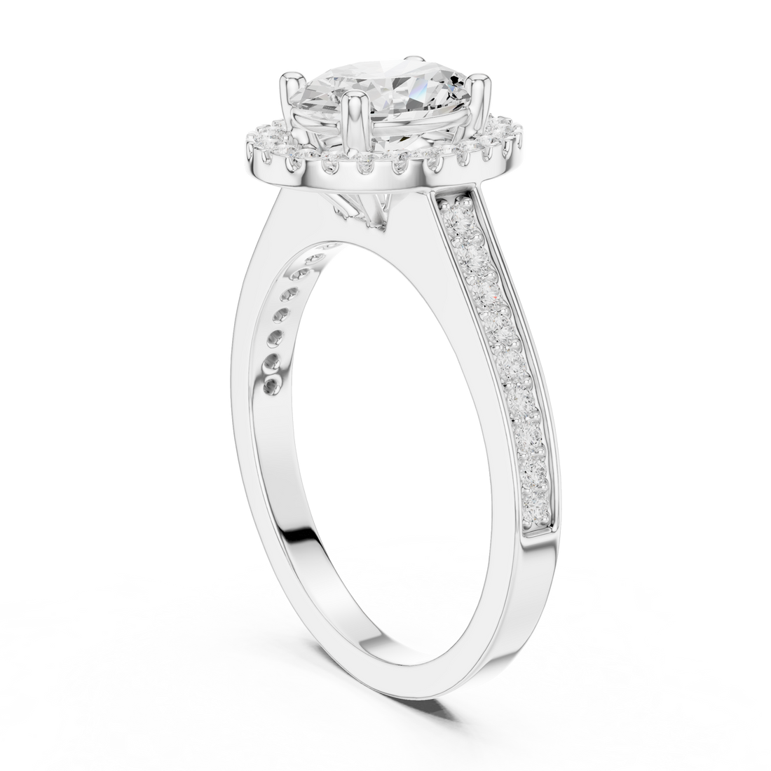 DDLR-417 - Halo Oval Ring - White Gold