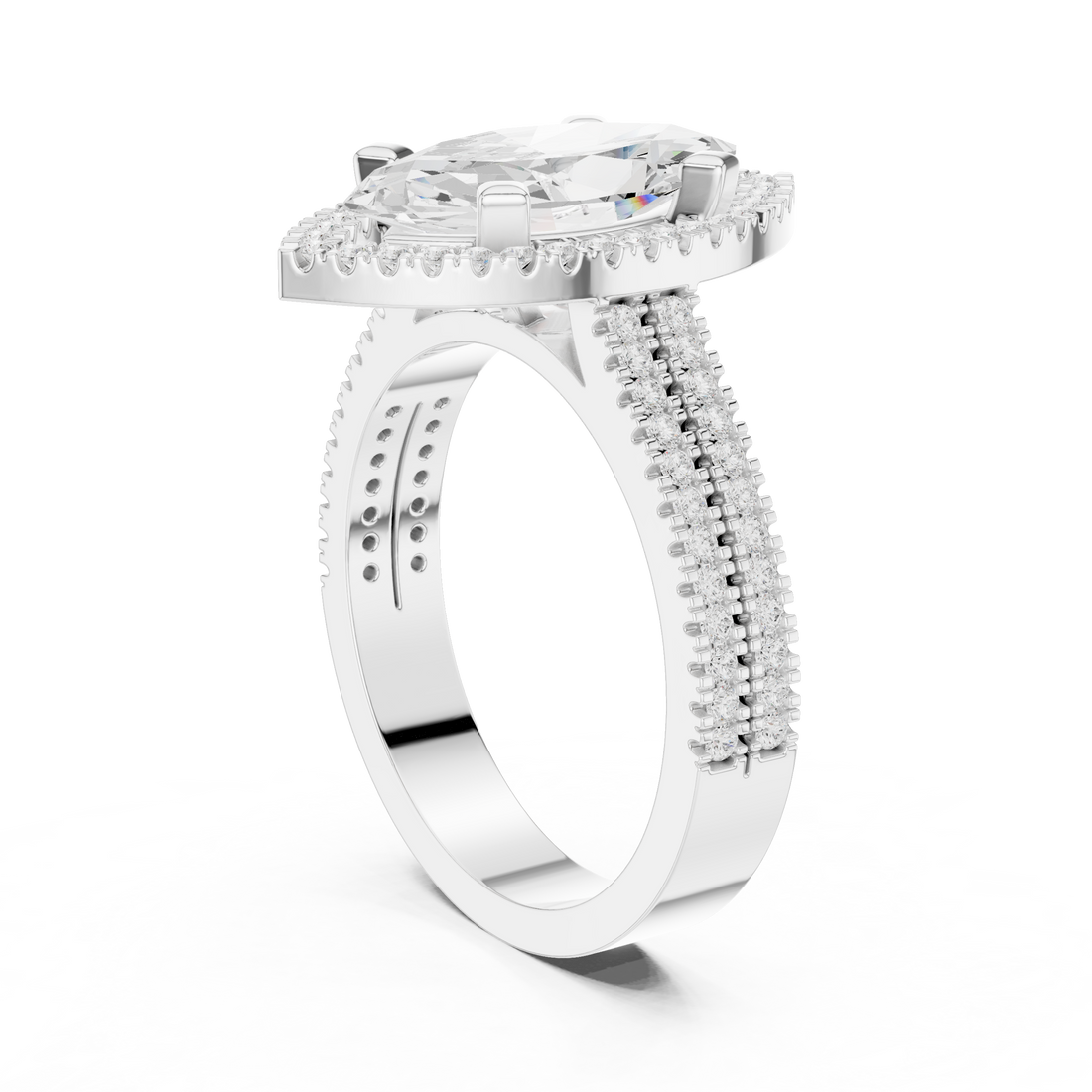 DDLR-341 MQ - Halo Marquise Ring - White Gold