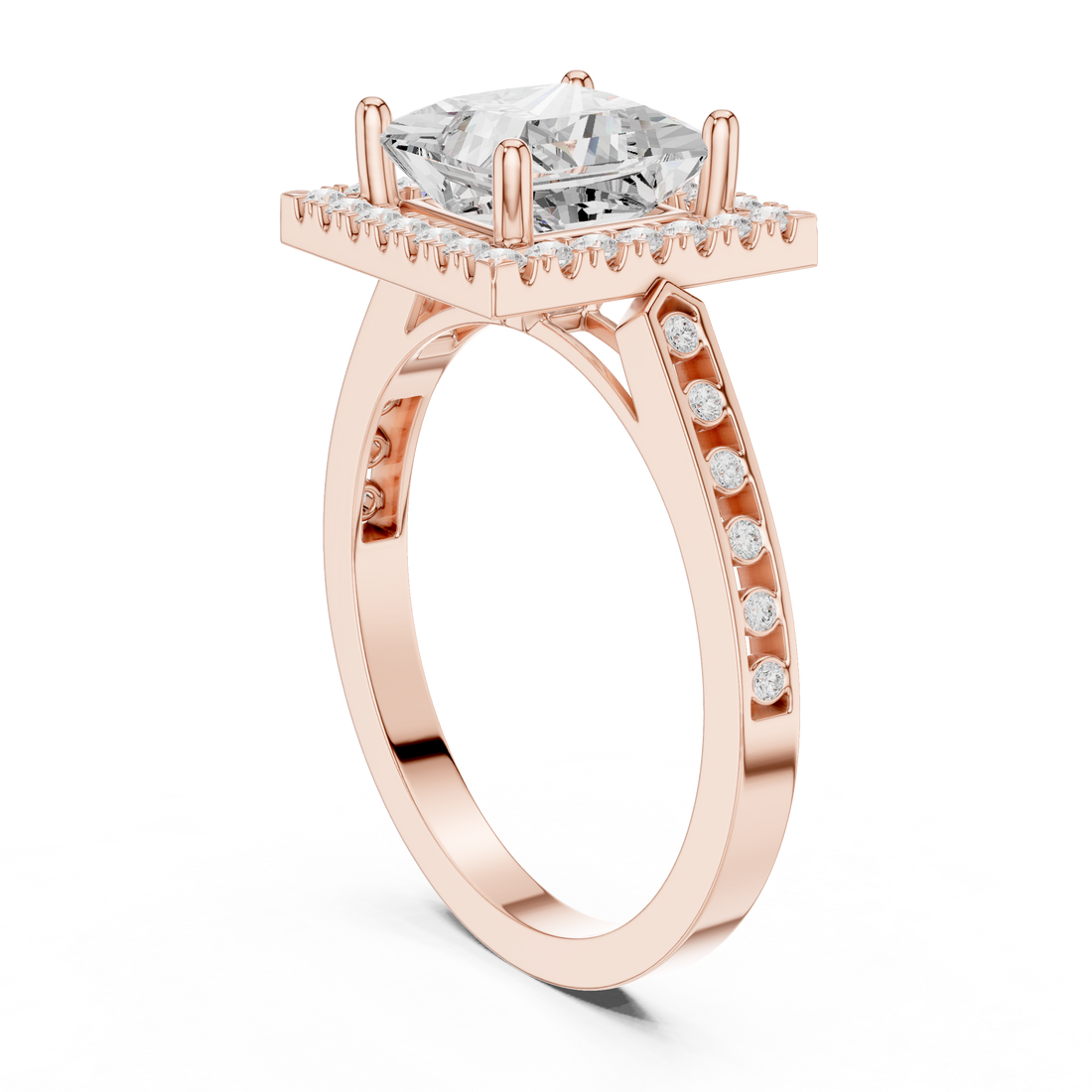 DDLR-349 PRI - Halo Princess Ring - White Gold