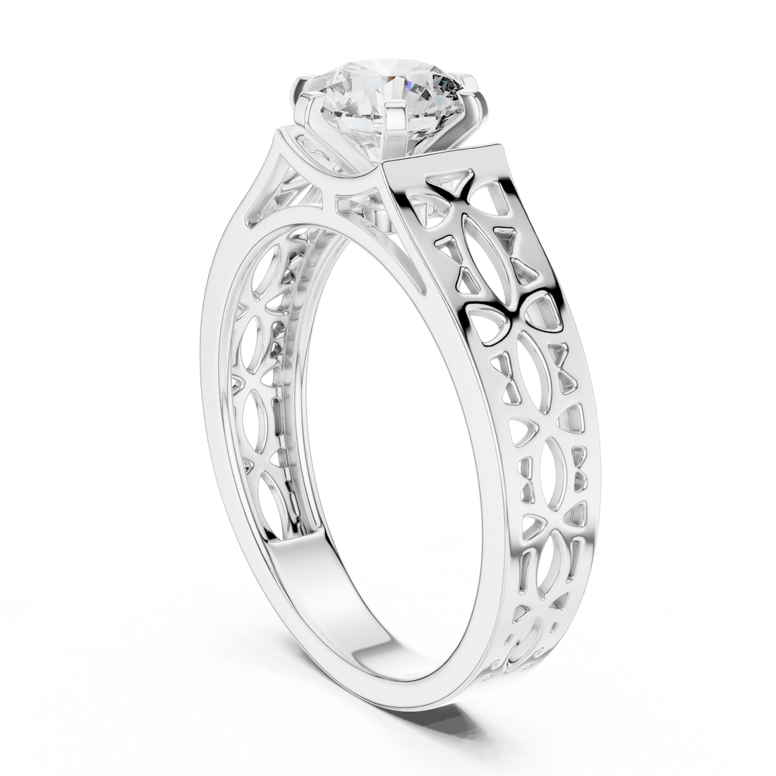 LR-0097 - Vintage Round Ring - White Gold
