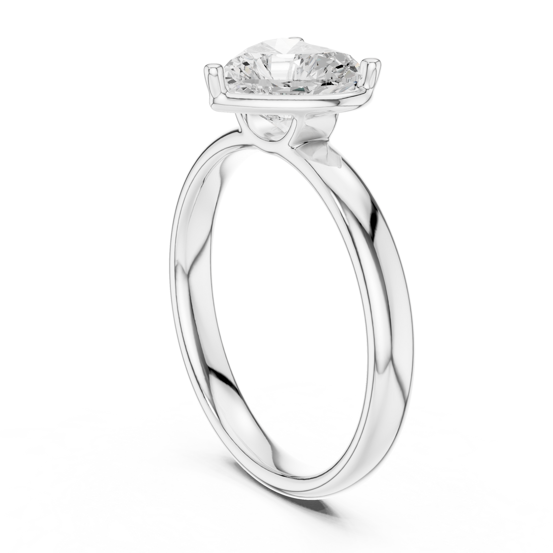10 HR - Solitaire Heart Ring - White Gold