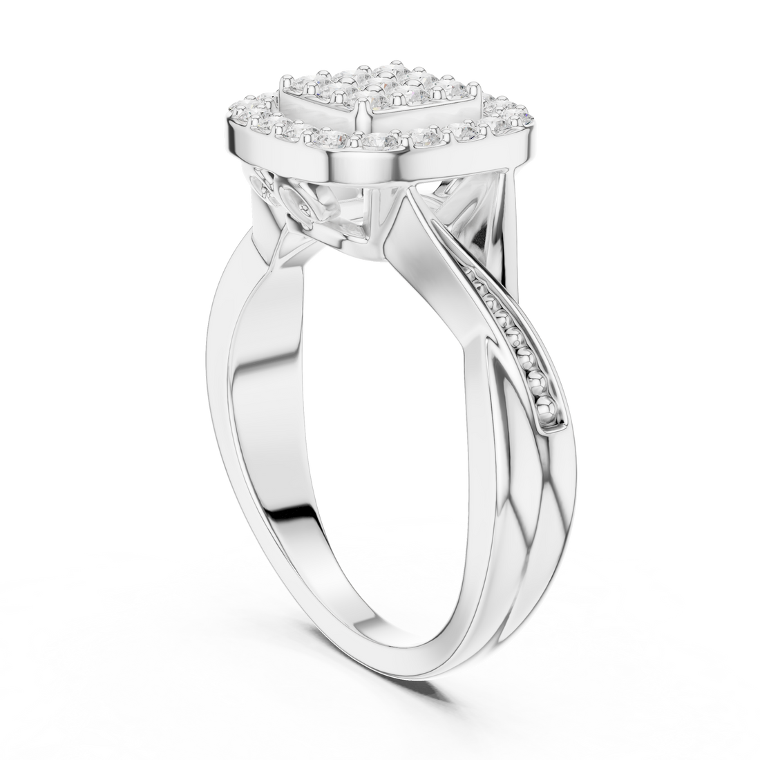 Fashion Ring - Cushion | SBWR(13) - White Gold