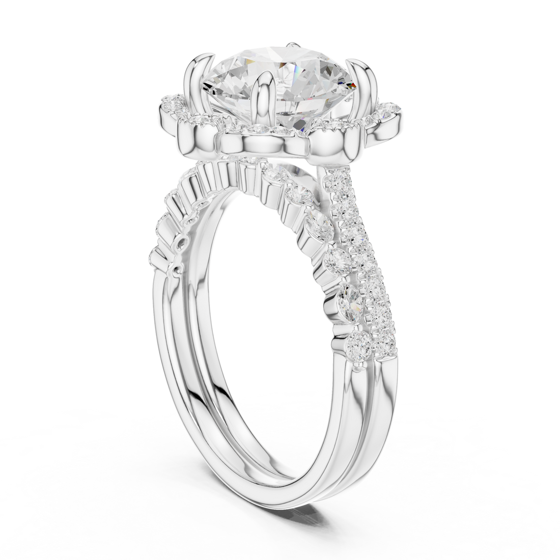 DDLR-442 -RD - Fashion Round Ring - White Gold