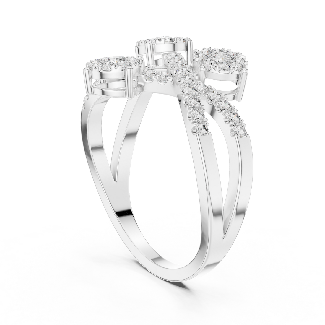 19#120018L - Fashion Round Ring - White Gold