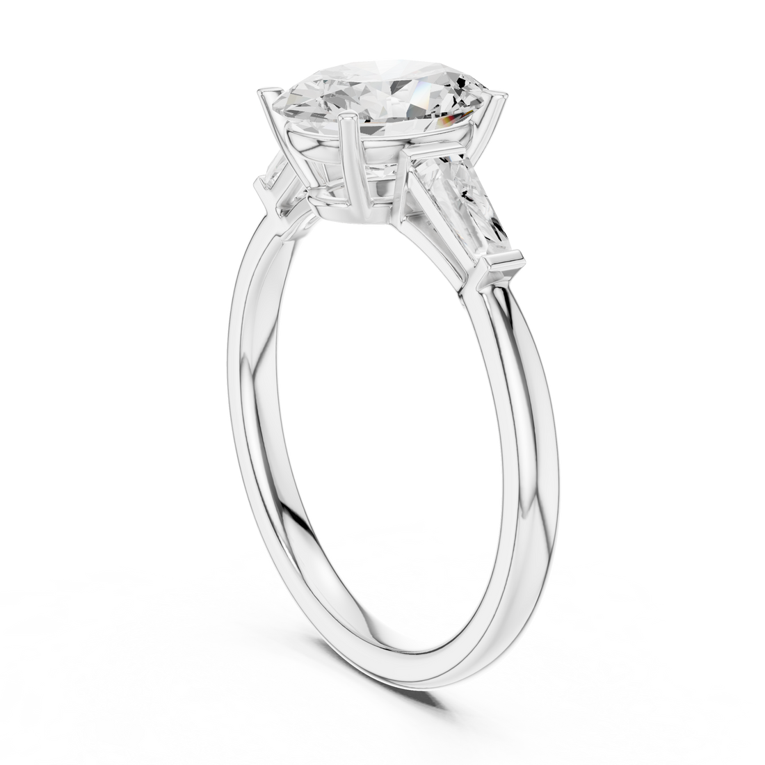 DDLR-287 - Three Stone Oval Ring - White Gold