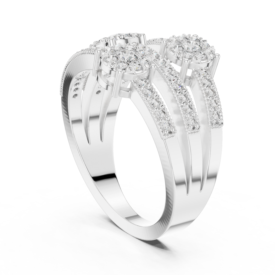 19#120020L - Fashion Round Ring - White Gold