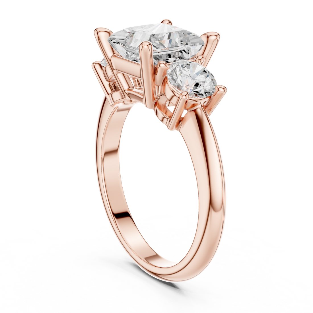 DDLR-904 - Three Stone Princess Ring - White Gold