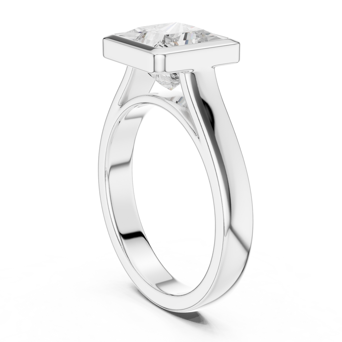 DDLR-092-PR - Solitaire Princess Ring - White Gold