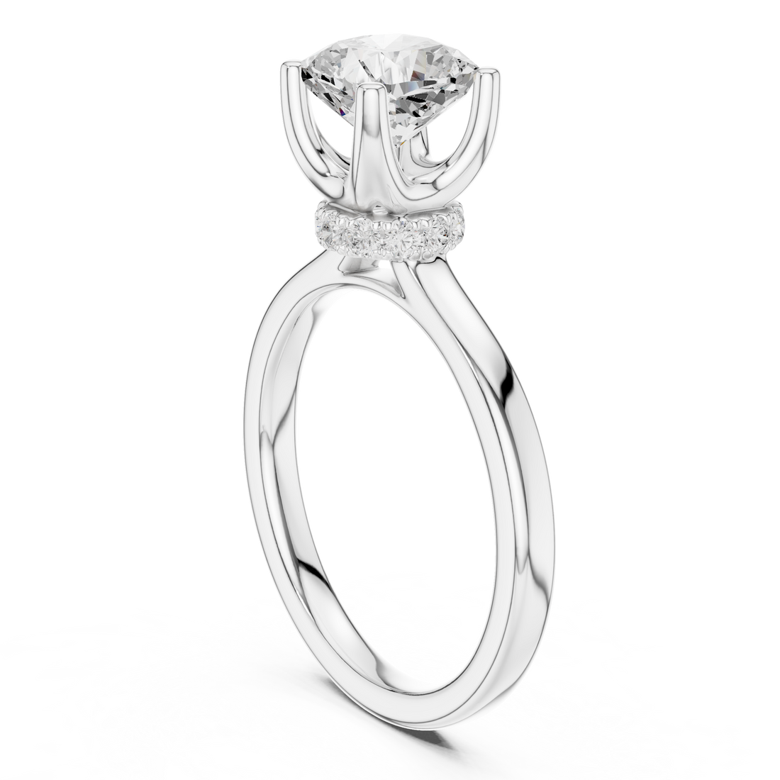DDLR-176 -CU - Solitaire Cushion Ring - White Gold