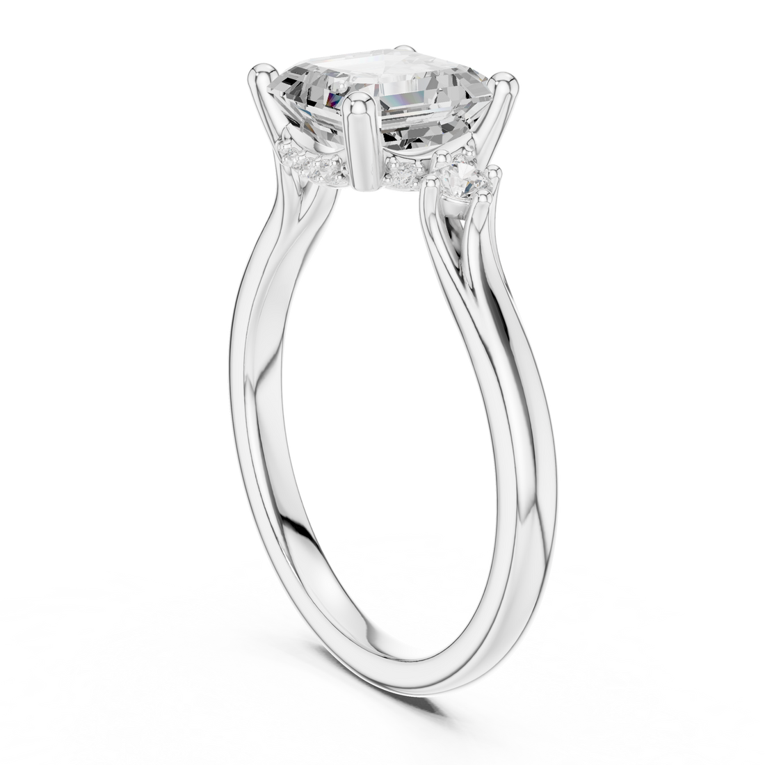 DDLR-969 - Three Stone Emerald Ring - White Gold