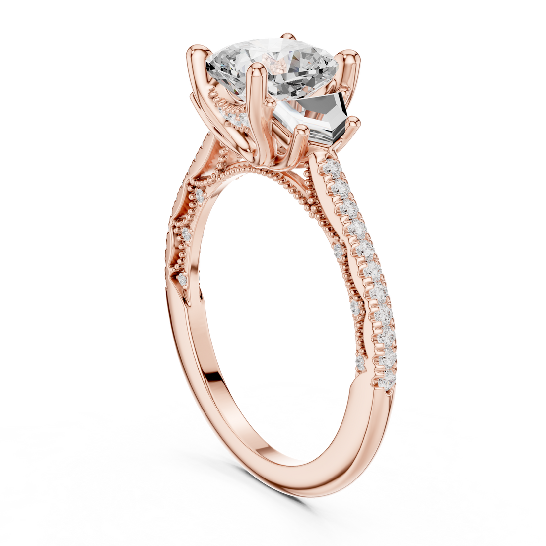 DDLR-283 - Three Stone Cushion Ring - White Gold