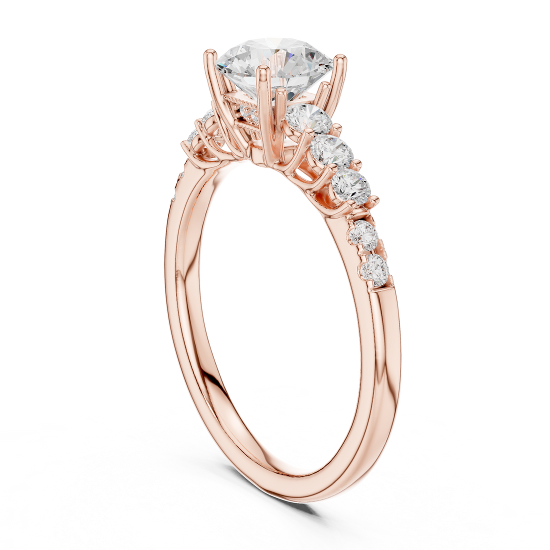 LR-0300 - Three Stone Round Ring - White Gold