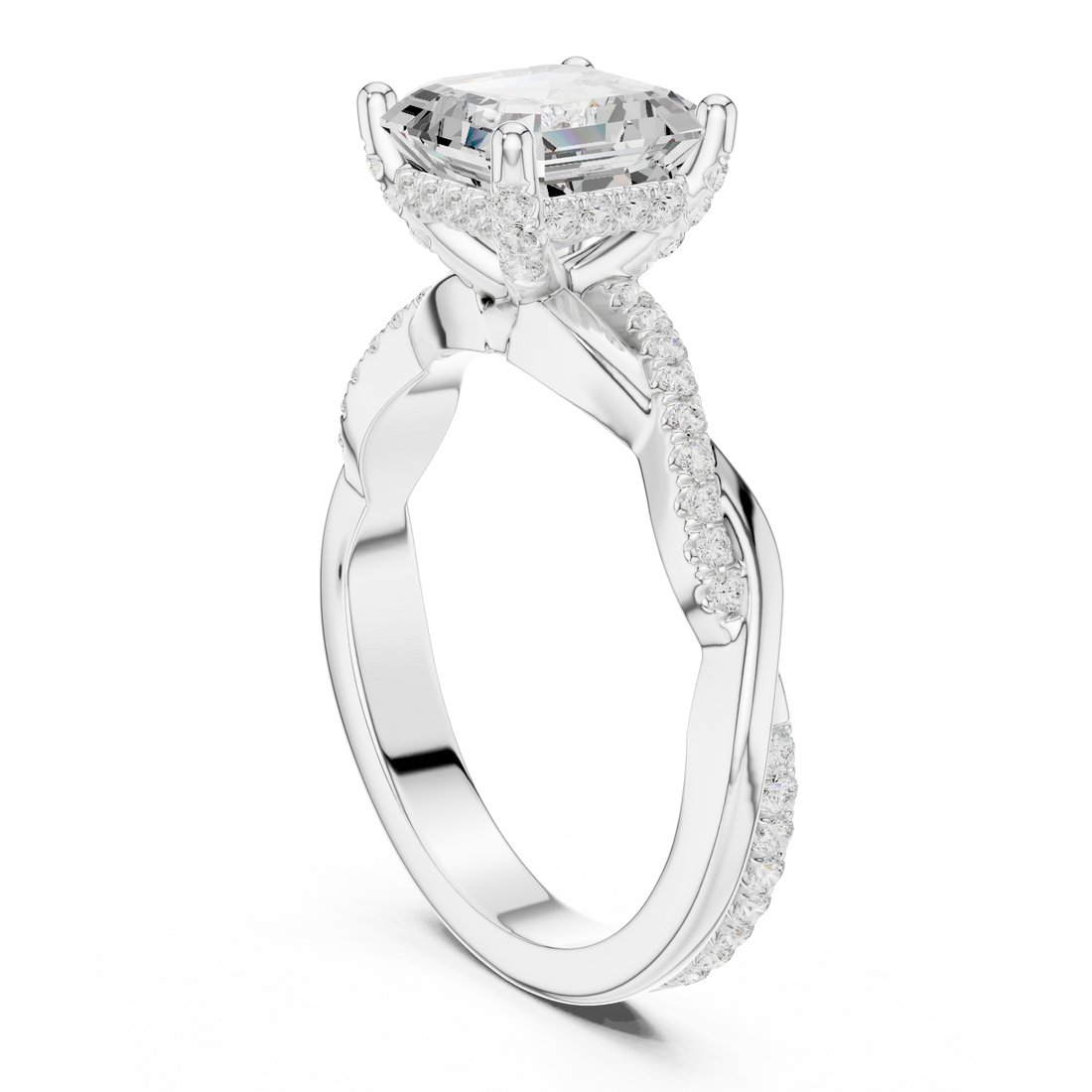 DDLR-160-AC - Solitaire Asscher Ring - White Gold