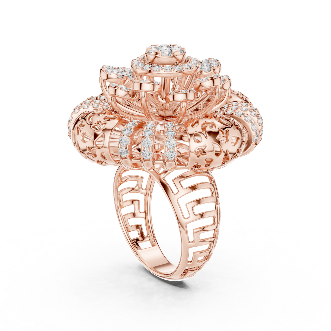 1280 - Fashion Round Ring - White Gold