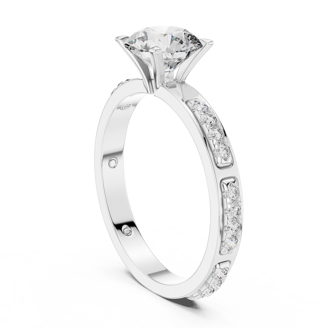 LR-0039 - Solitaire Round Ring - White Gold
