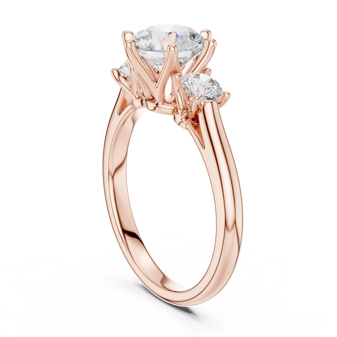 DDLR-920 - Three Stone Round Ring - White Gold