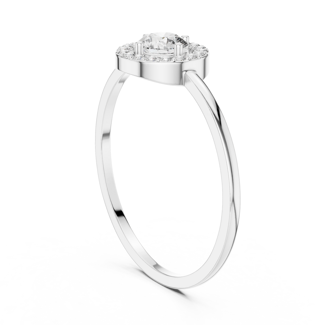 DR-6162 - Halo Round Ring - White Gold