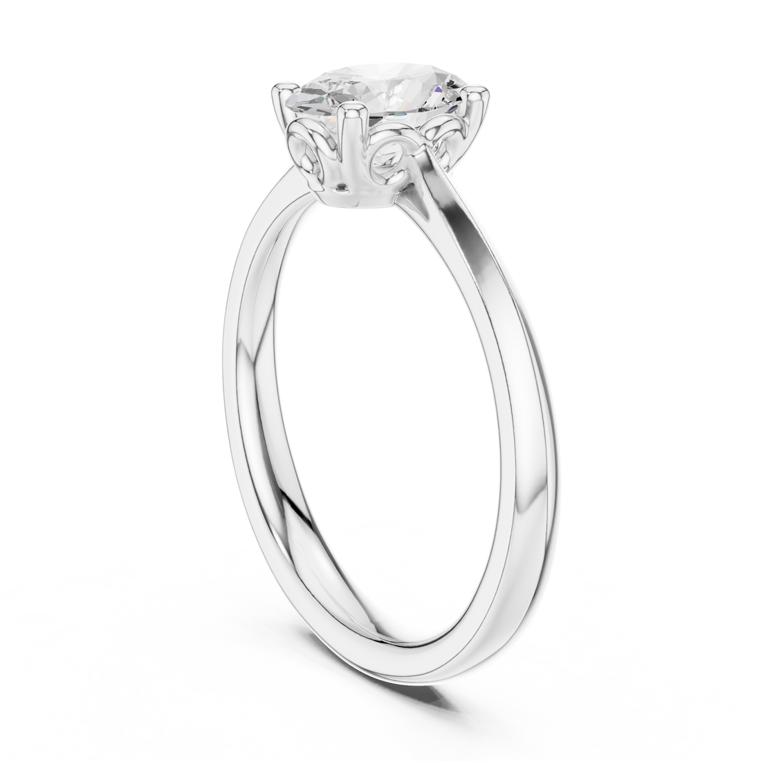DDLR-573 - Solitaire Oval Ring - White Gold