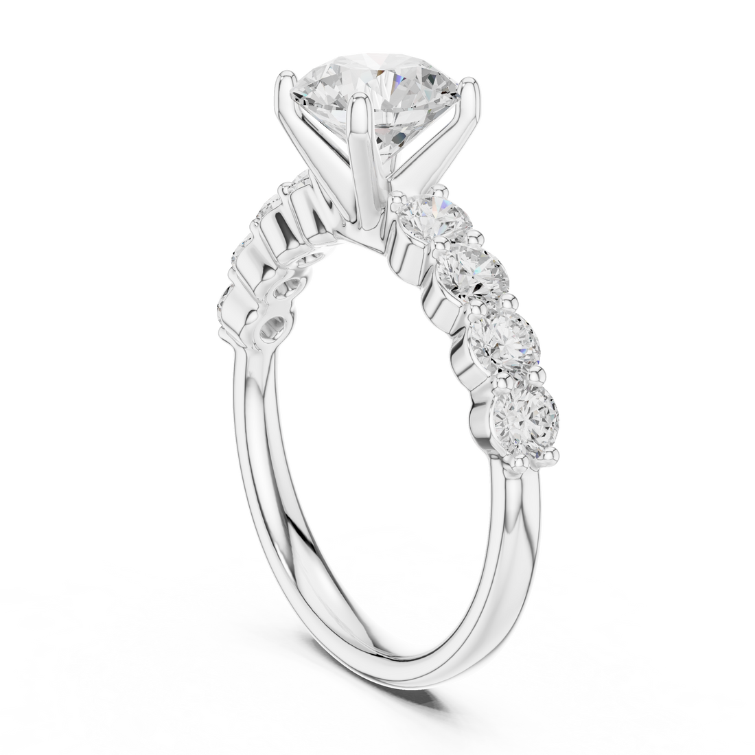 DDLR-642 - Solitaire Round Ring - White Gold