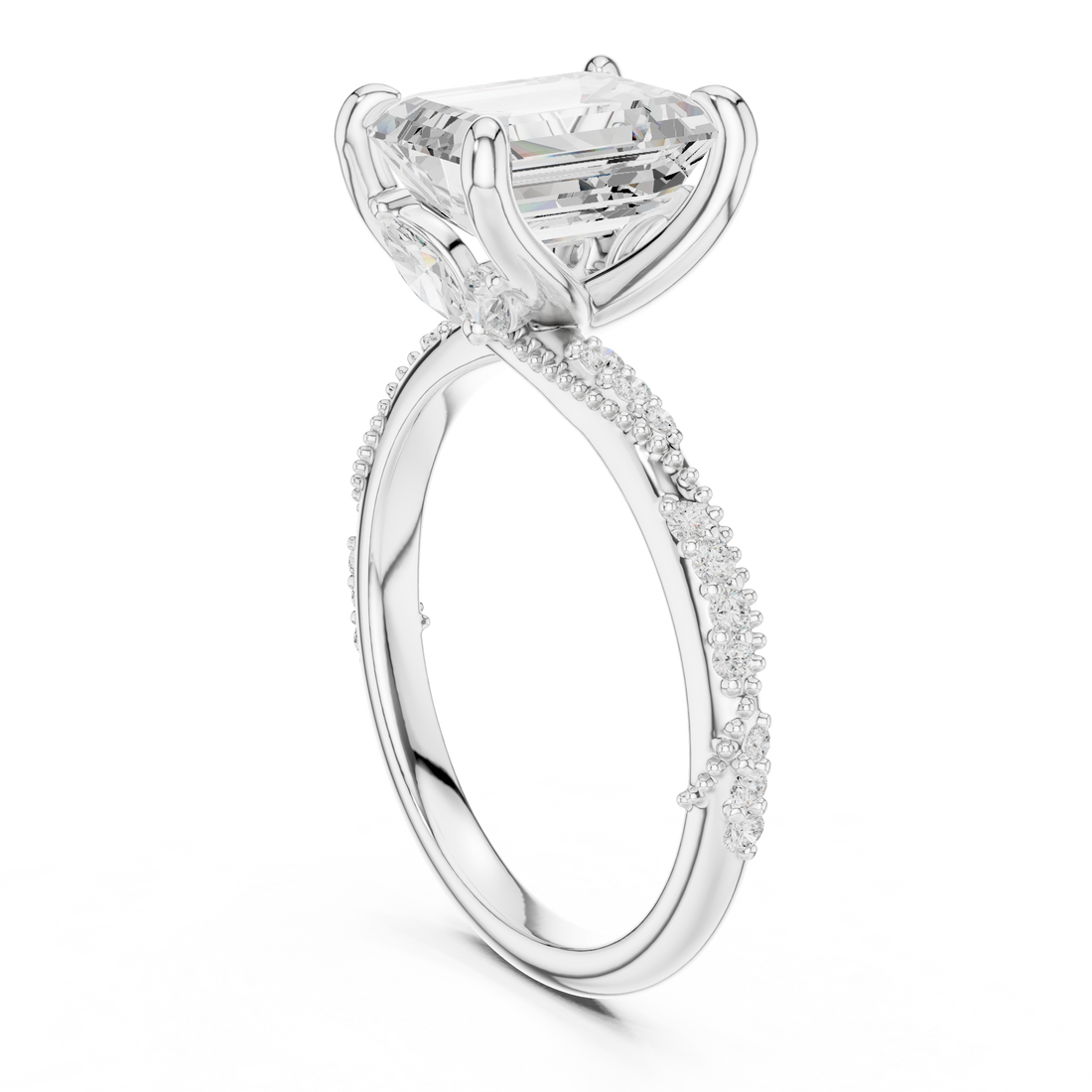 DDLR-963 - Solitaire Emerald Ring - White Gold