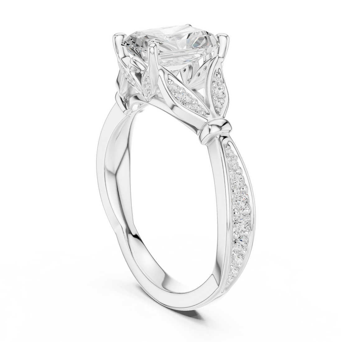 DDLR-257 - RA - Vintage Radiant Ring - White Gold