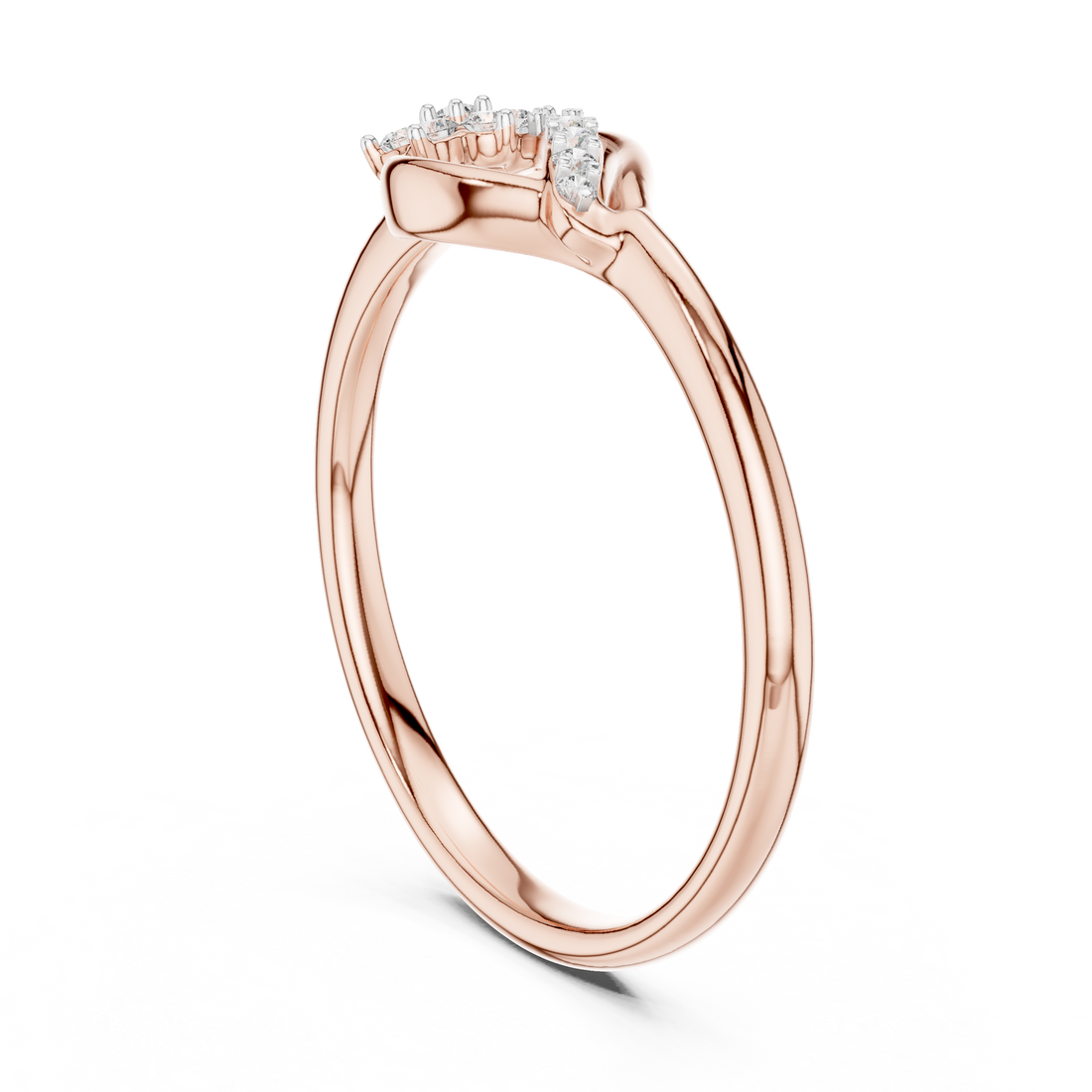 12#10046@L - Fashion Round Ring - White Gold