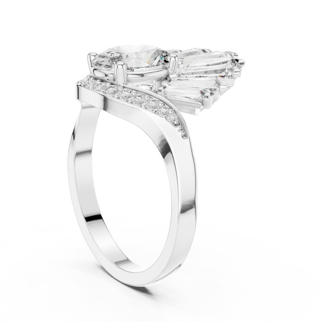 00001L (41) - Fashion Oval Ring - White Gold