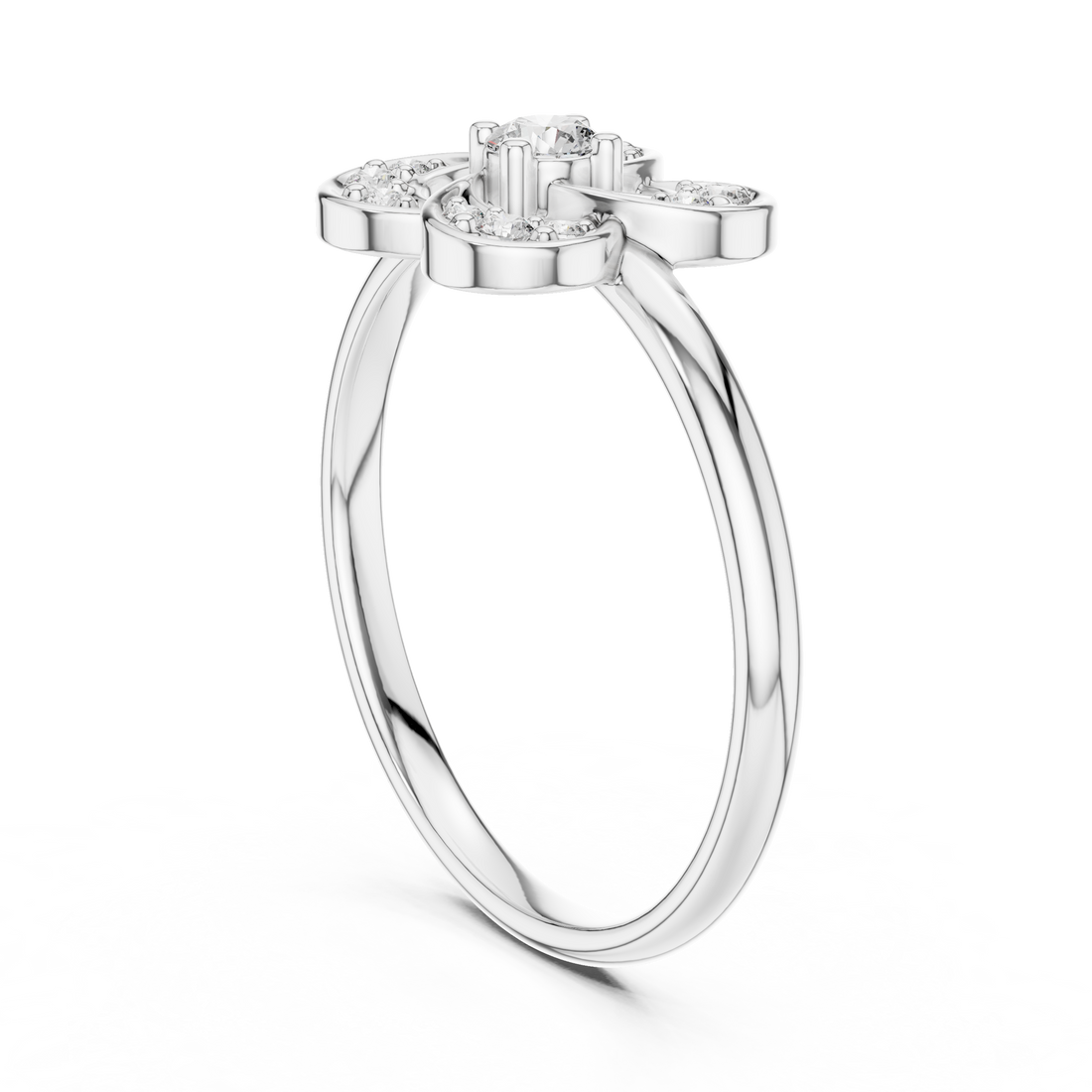 1 (355) - Fashion Round Ring - White Gold
