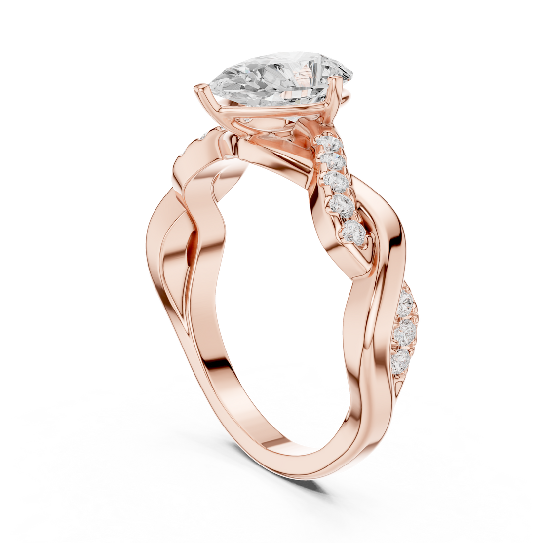 DDLR-1084 - Solitaire Pear Ring - White Gold