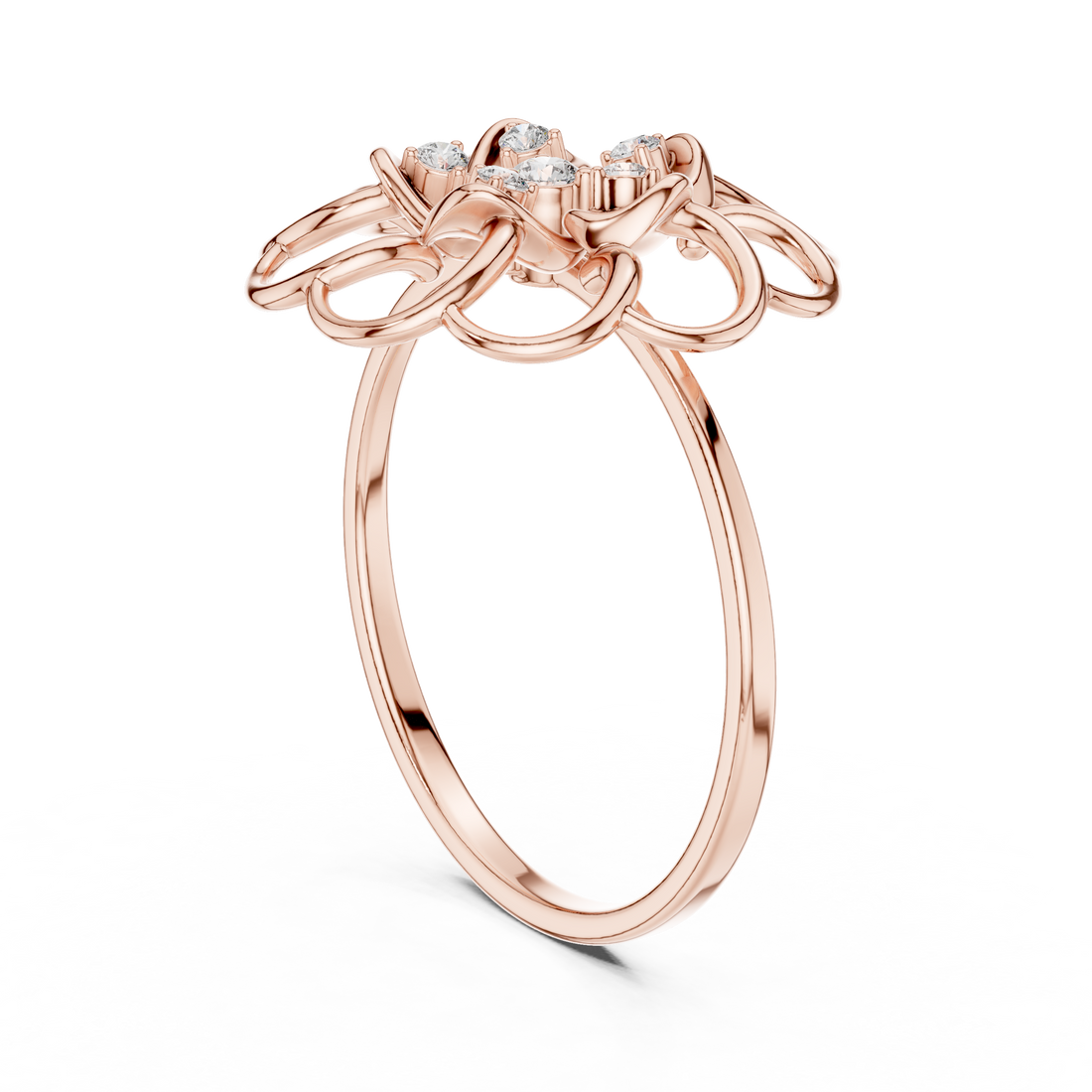 1 (197) - Fashion Round Ring - White Gold