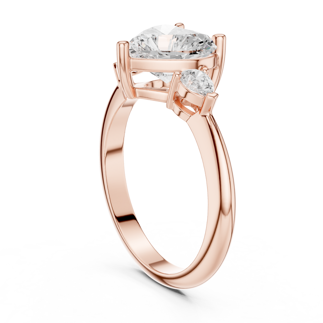 Three Stone Ring - Heart | 66 HR - White Gold