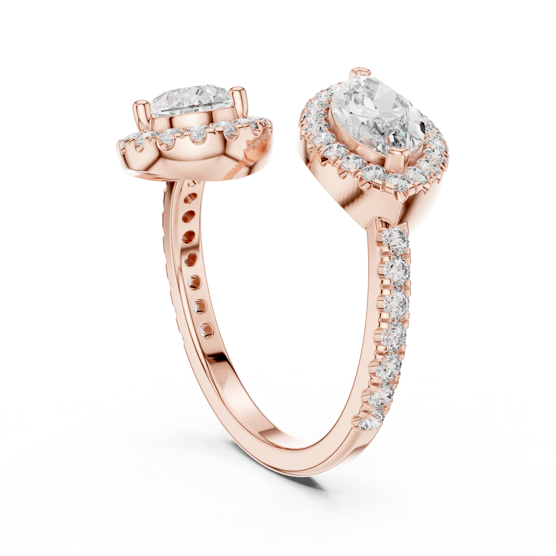9#10007L_14 - Bypass Mixed Ring - White Gold